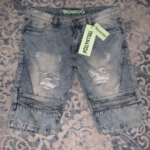 New Trillnation Distressed Shorts